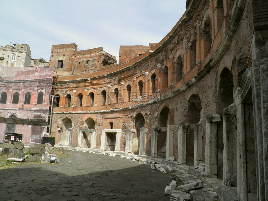 Trajan在罗马的论坛和市场建筑地标遗产旅游加法游客文明帝国皇帝建造图片