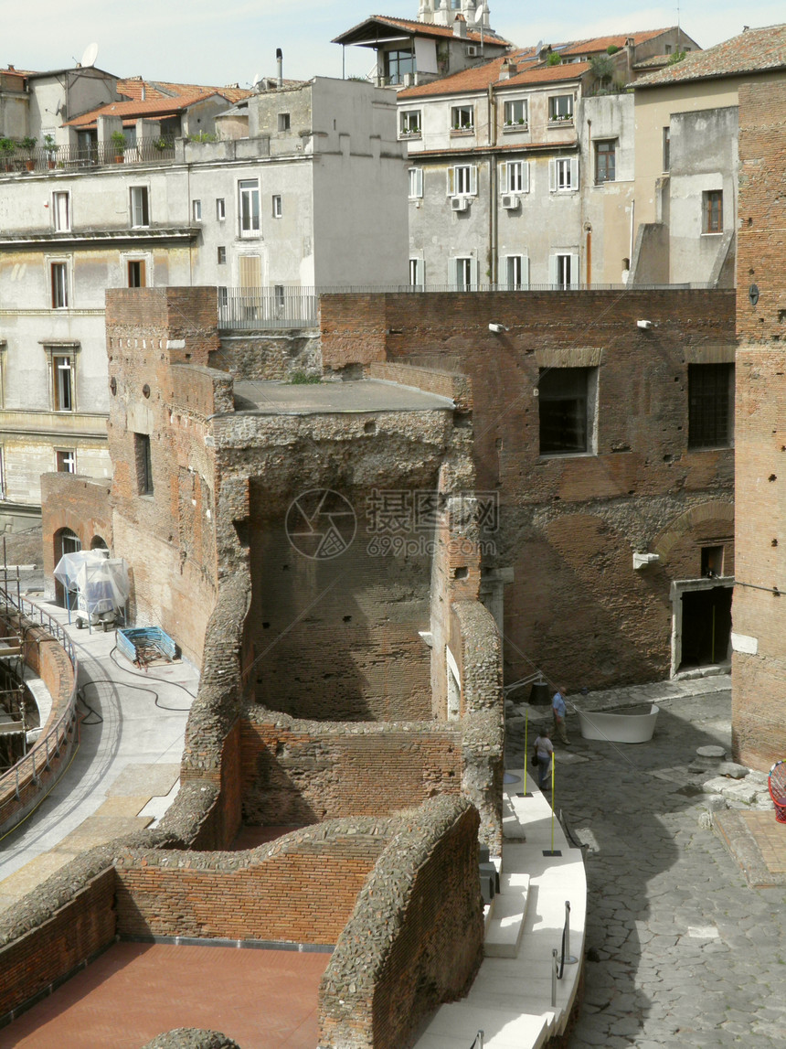 Trajan在罗马的论坛和市场文明建筑学皇帝加法地标旅游红色帝国建造建筑图片