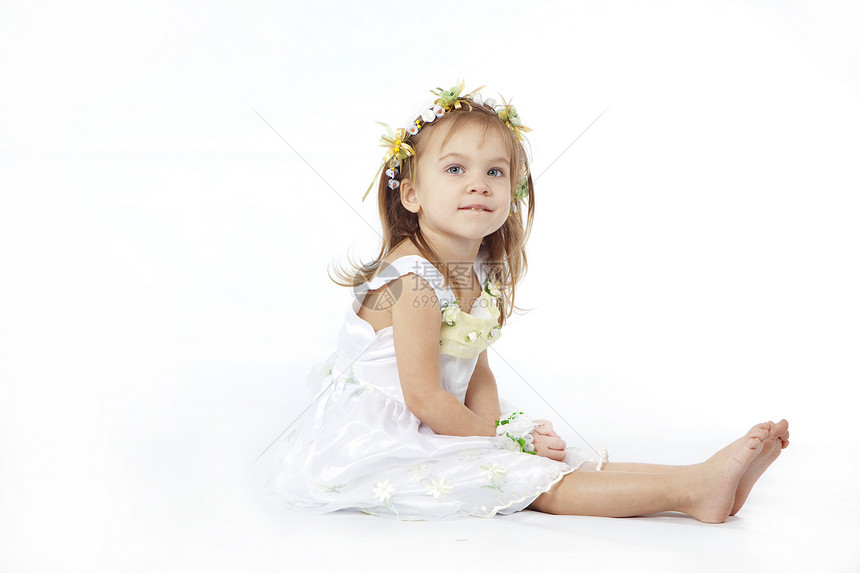 婴儿女婴戏服喜悦裙子孩子童年女孩衣服白色公主花朵图片