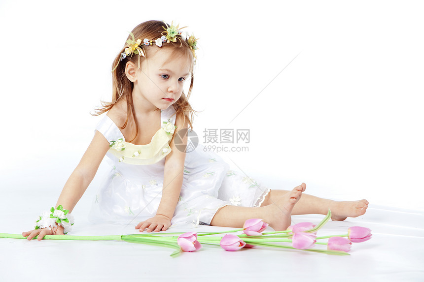 美丽的孩子冒充想像力戏服赤脚喜悦花朵童年婴儿公主衣服图片