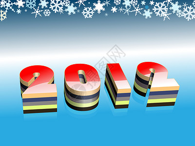 2012年新年雪花墙纸季节蓝色庆典问候明信片插图季节性背景图片