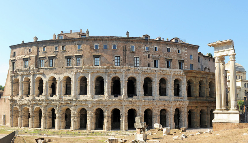 马塞卢斯剧院首都柱子建筑学古物考古学废墟风格旅游历史皇帝图片