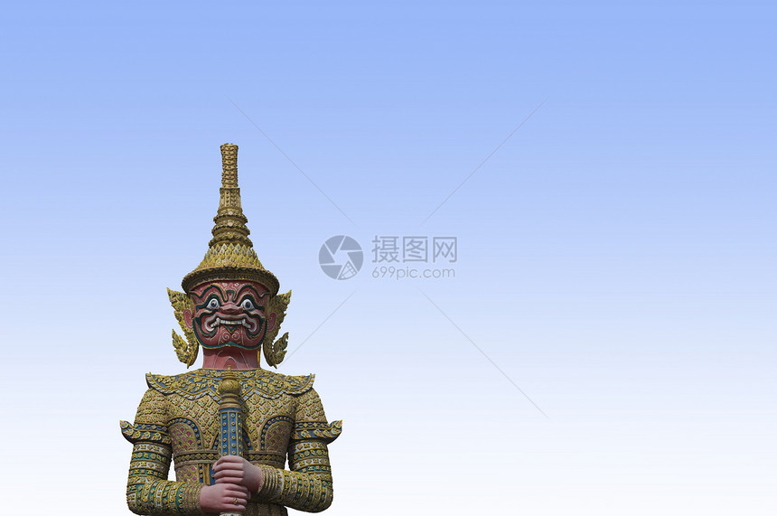 泰国泰国寺庙的巨巨人牙齿恶魔怪物游客历史微笑宗教守门员旅游图片