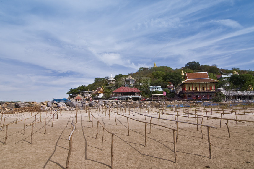 泰国华欣海滩蓝色旅游地平线热带爬坡海岸假期游客海滩闲暇图片