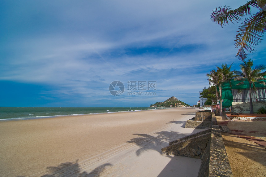泰国华欣海滩旅行爬坡祷告天空海滩闲暇地平线蓝色游泳活动图片