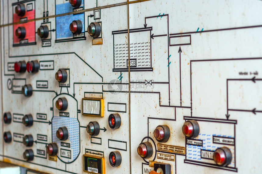 旧实验室控制面板生产电气节器工具控制板工程技术万用表机器按钮图片