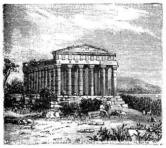 雅典卫城意大利罗马Agrigente的协和寺庙插画