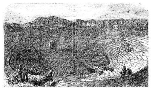老剧场1890年在意大利维罗纳雕刻圆形帝国石头石灰石艺术历史白色艺术品竞技场插画