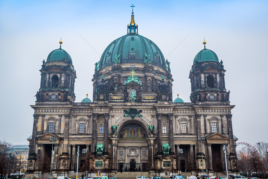 柏林多姆 是最高教区 的口号地标历史性首都宗教圆顶主场游客反射市中心吸引力图片