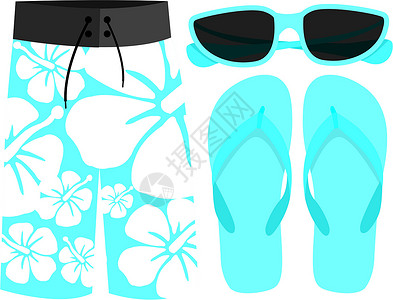 泳衣 太阳镜和凉鞋背景图片