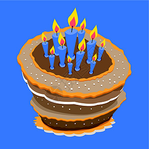 生日蛋糕橙子面包蜡烛甜食卡通片巧克力派对背景图片