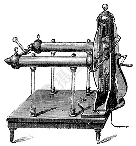 机器雕刻杰西拉姆斯登  于 1768 年发明的静电发生器科学艺术品插图电气雕刻发电机发明者技术力量装置插画