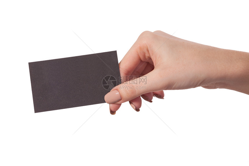 商业女商务人士手持空白名片的名片女士推介会手臂卡片会议框架身份办公室商务笔记图片
