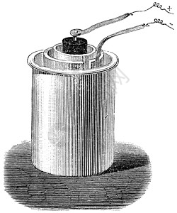 罗伯特霍顿Bunsen电池或电池组 旧式雕刻电气草图本生发明档案技术打印艺术品遗产细胞插画