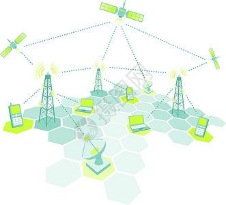 无线基站电信工作图表插画