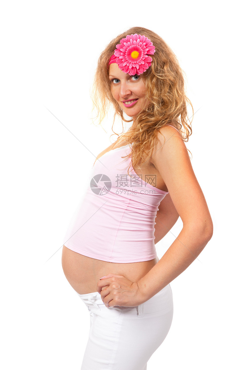 孕妇在抚摸她的肚子女士身体妈妈女孩父母女性婴儿衣服成人母亲图片