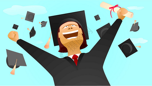 毕业快乐 升起空中的帽子背景图片