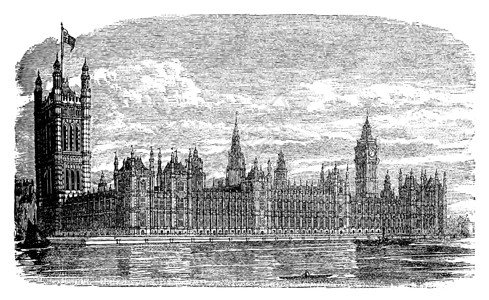 伦敦泰晤士河英国伦敦威斯敏斯特宫或议会院 英格兰雕刻地标纪念碑建筑学文化世界艺术品游客遗产插图插画