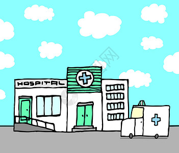 医院和救护车背景图片