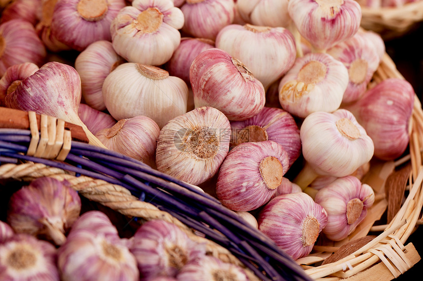 篮子宏中紫白大蒜组芳香收藏洋葱植物紫色农业维生素蔬菜食物营养图片