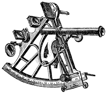 Sexitant 陈年雕刻乐器导航六分仪工程白色绘画草图发明艺术勘探插画