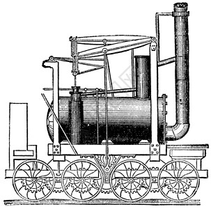 铁路机车比利·洛康蒂 古老的雕刻插画