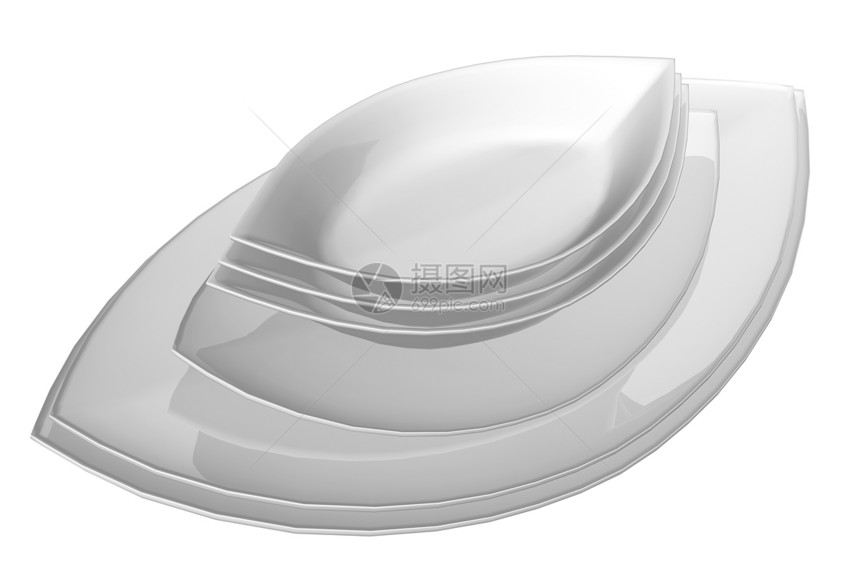 叶形陶瓷餐盘3D 图案白色桌子厨具菜肴制品椭圆形用餐餐具圆圈拼盘图片