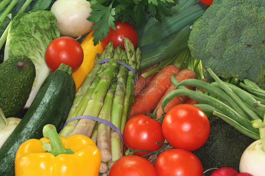 蔬菜混合食物韭菜厨房配料胡椒香葱萝卜市场饮食健康图片