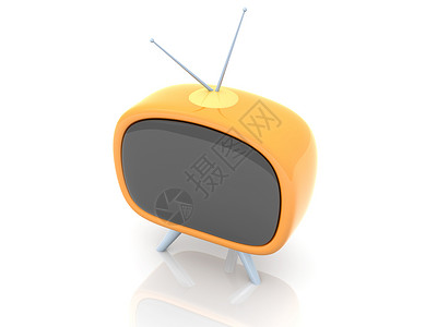 Retro Tv 重试Tv播客屏幕广告播送展示投掷视频橙子电视电子产品背景图片