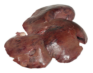 白色背景中分离的新鲜肝脏和生肝背景图片