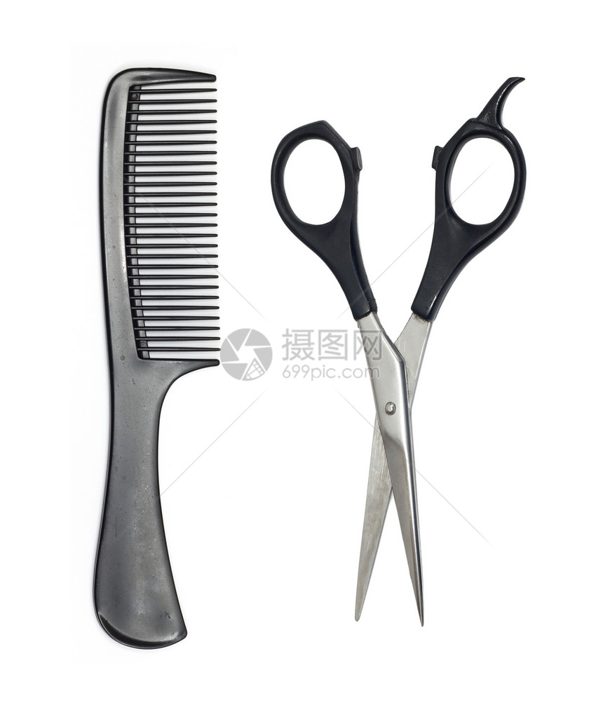 剪剪刀和梳子头发造型师刀具造型沙龙理发师卫生刀刃塑料理发图片