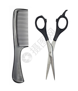 梳子剪刀剪剪刀和梳子头发造型师刀具造型沙龙理发师卫生刀刃塑料理发背景