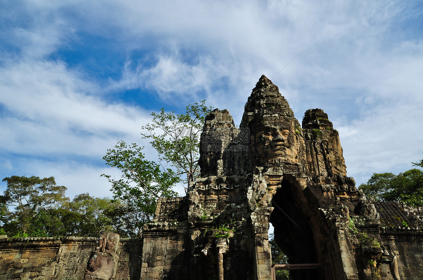 柬埔寨的Bayon寺庙假期雕塑地标旅行建筑学旅游佛教徒砂岩宽慰热带图片