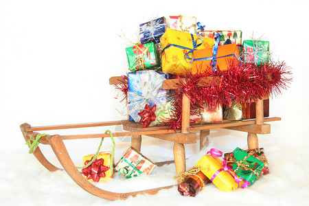 圣诞礼物包装雪橇套餐包装纸礼物情绪环形背景图片