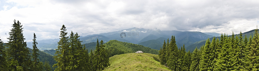喀尔巴阡山脉的全景背景 美丽的山区和土地岩石荒野森林天空场地旅行顶峰天气公园木头图片