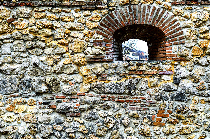 石头和砖墙背景建筑学建筑水平岩石铺路材料图片