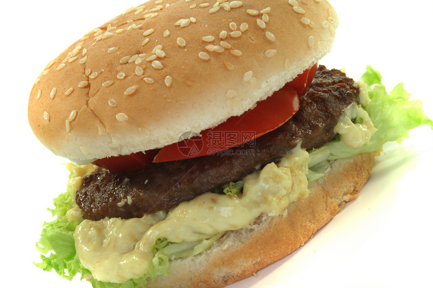 带新鲜蔬菜的汉堡包增肥包子食物碎肉饮食芝麻洋葱零食享受图片