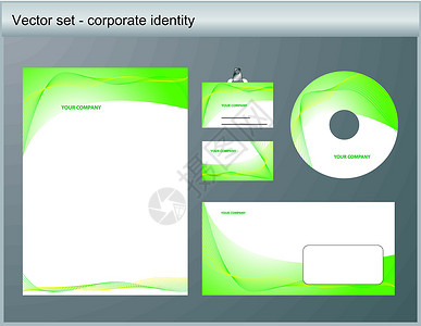 信头纸绿色公司身份的矢量说明信头 公交磁盘光盘信封商业卡片办公室品牌呼唤框架技术插画