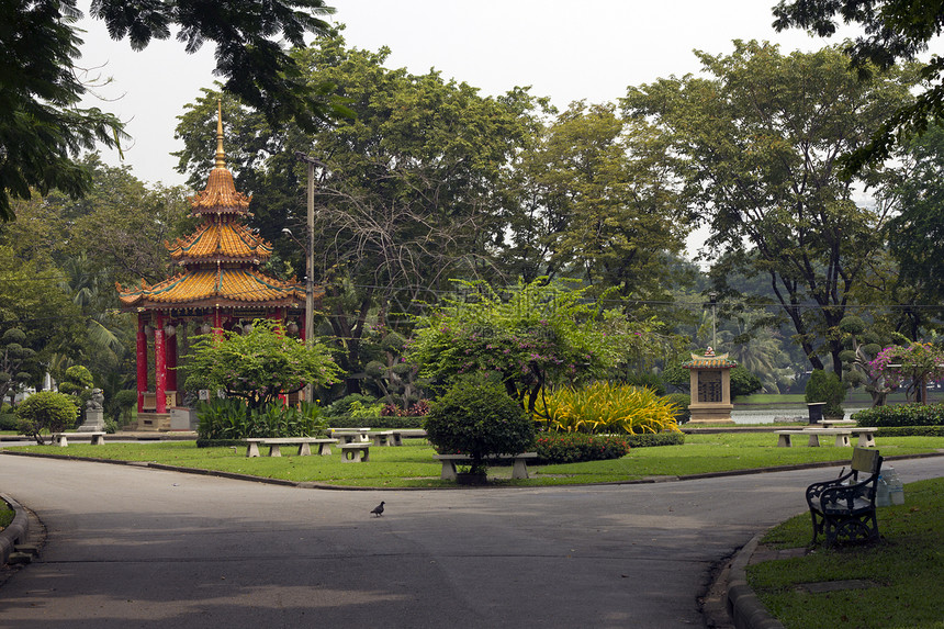 曼谷Lumphini公园中国展馆寺庙文化地标建筑图片