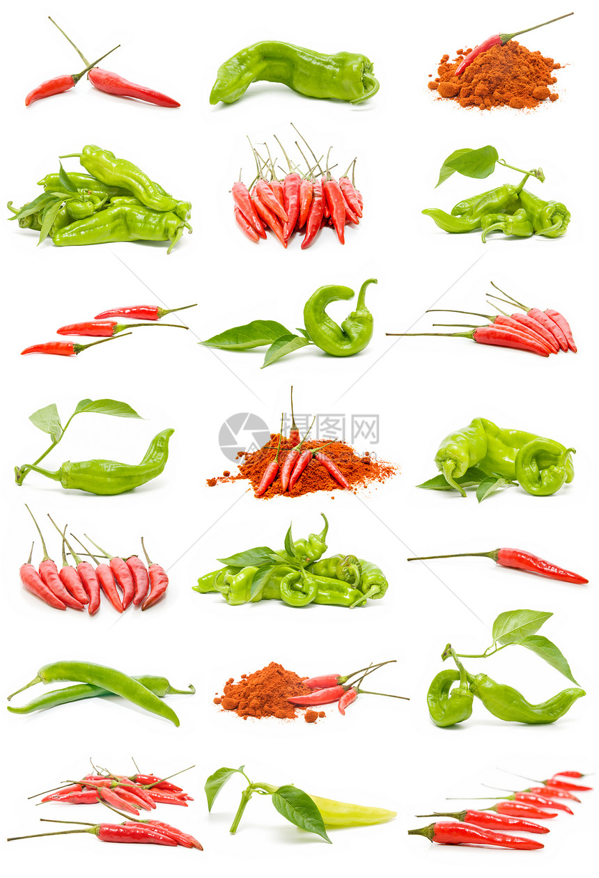 辣椒和胡椒树叶植物白色维生素蔬菜食物植物群红色香料绿色图片