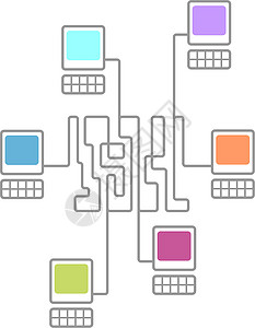 复杂计算机网络连接图(联结图)插画