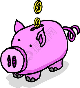 小猪银行储蓄绘画硬币记号货币插图账户银行背景图片