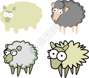 不同的卡通风格绵羊背景图片