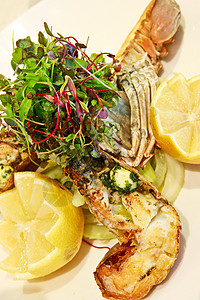 美味美食海鲜饭菜单柠檬厨师烹饪背景图片