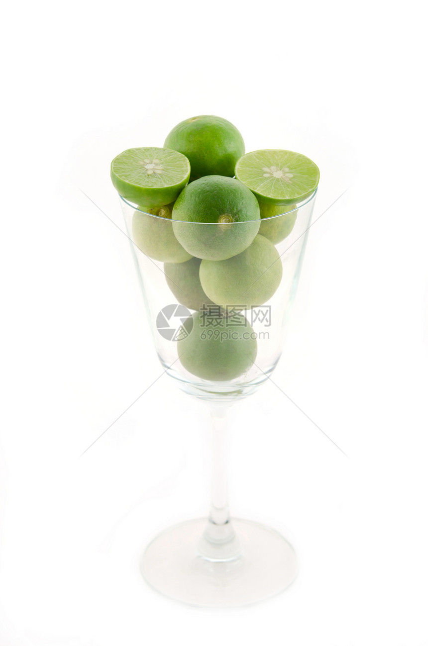 新鲜石灰水果白色玻璃食物圆圈绿色圆形柠檬团体蔬菜图片