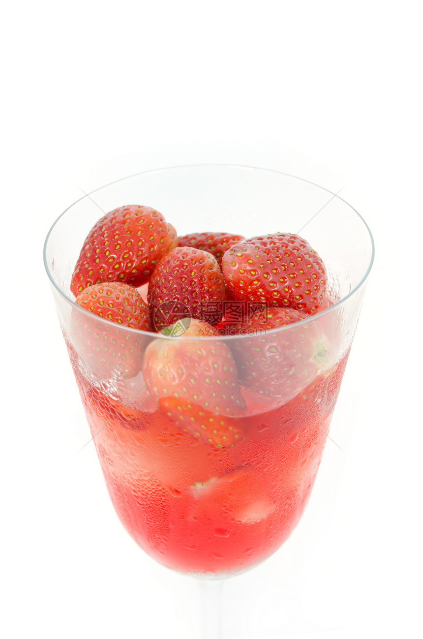红色草莓甜点食物水果白色茶点玻璃果汁图片