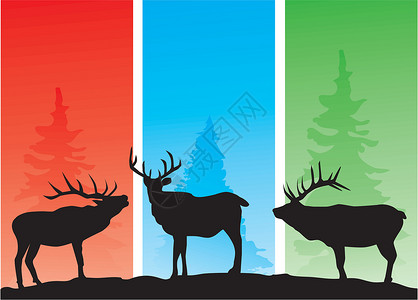 矢量鹿角环境荒野艺术危险森林插图濒危麋鹿毛皮背景图片