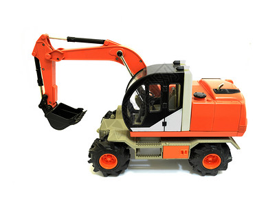 玩具挖掘机挖掘机装载机工业搬运工车轮白色地面挖泥船工具推土机玩具背景