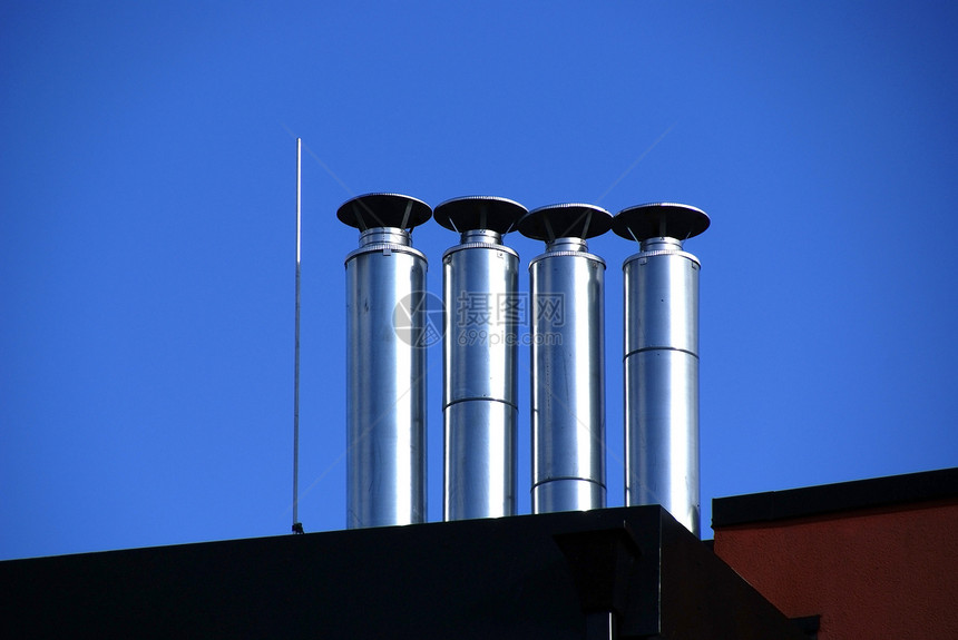 金属管道天堂建筑学技术空气管子建造工程套管蓝色发泄图片