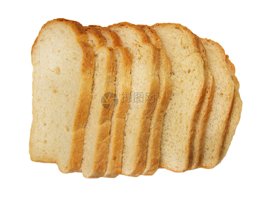 白底面的面包切片面粉小麦白色食物饮食粮食美食糕点小吃脆皮图片